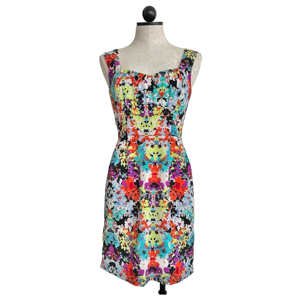 Stella Multicolor Floral Dress Sleeveless Zip Back Size 4